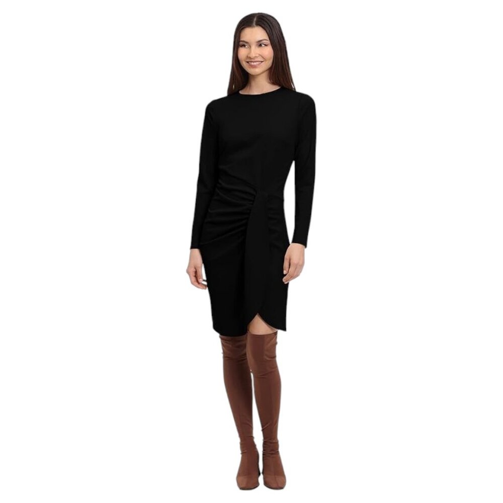 Donna Morgan Long Sleeve Faux Wrap Dress